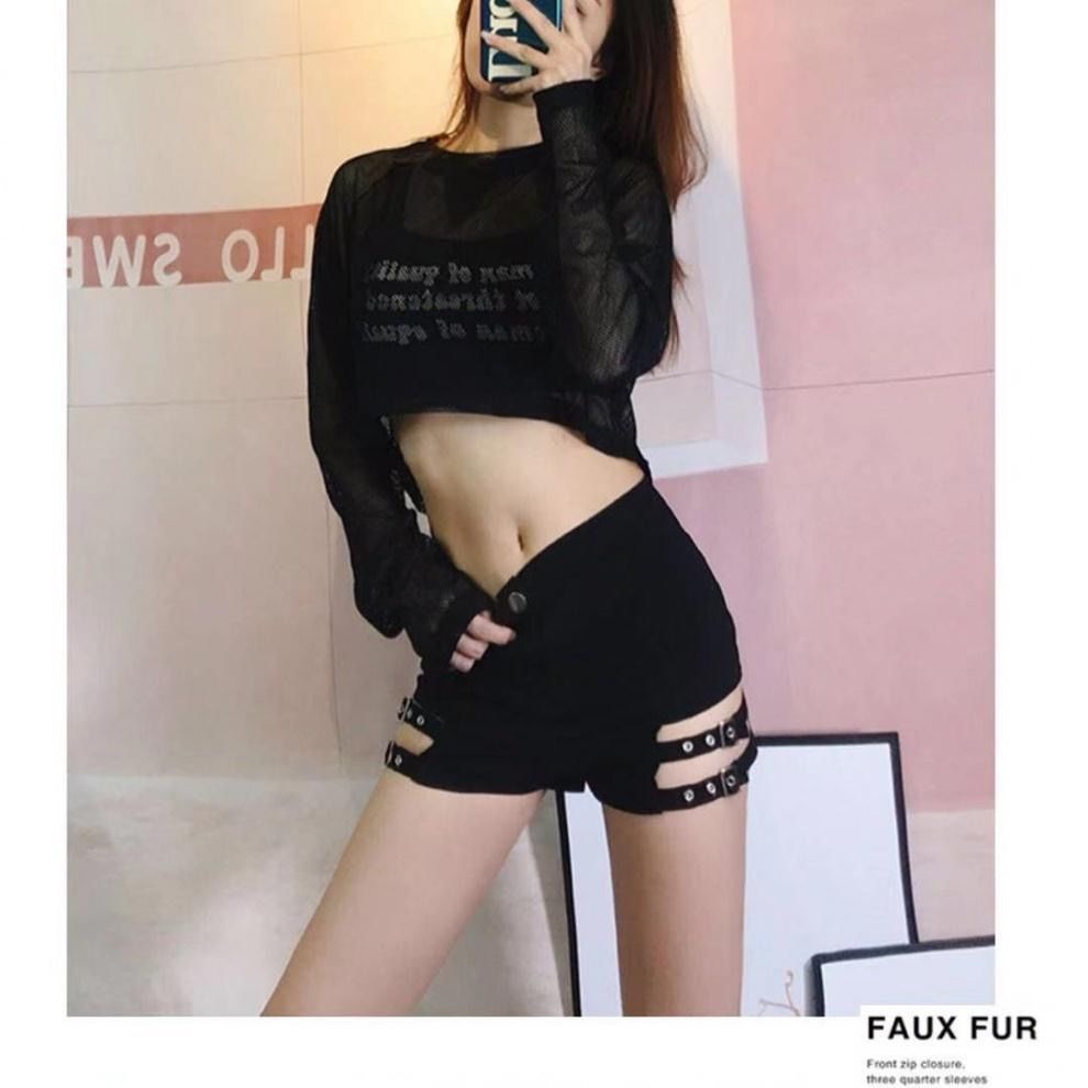 Jiashucheng Quần Short Lưng Cao Co Giãn Màu Đen Thời Trang Mùa Hè Dùng Để Nhảy Múa Jazz