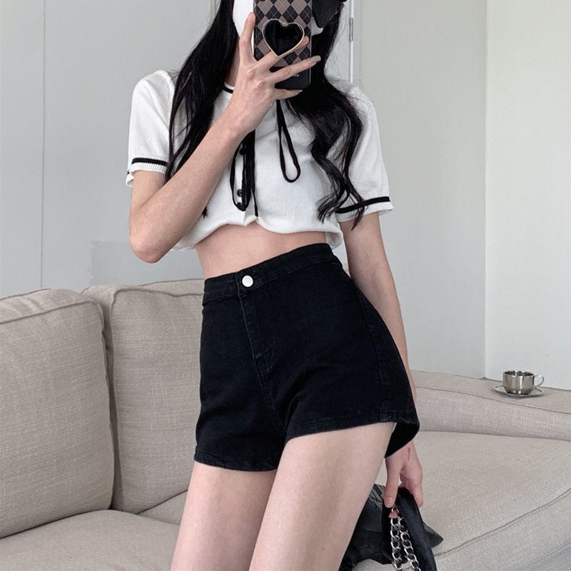 Jiashucheng Quần Short Lưng Cao Co Giãn Màu Đen Thời Trang Mùa Hè Dùng Để Nhảy Múa Jazz