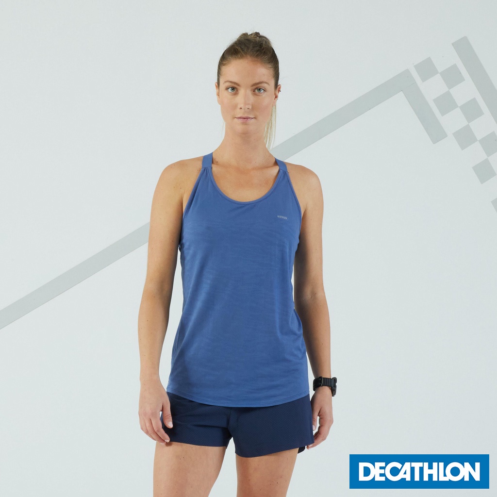 Áo ghi-lê chạy bộ có bra may liền KIPRUN CARE cho nữ Xanh DECATHLON KIPRUN mã 8797723