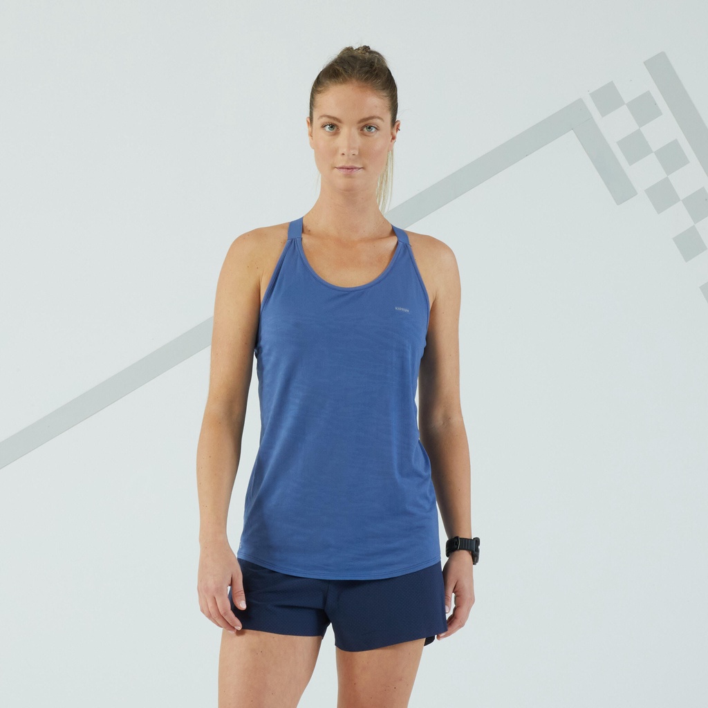 Áo ghi-lê chạy bộ có bra may liền KIPRUN CARE cho nữ Xanh DECATHLON KIPRUN mã 8797723