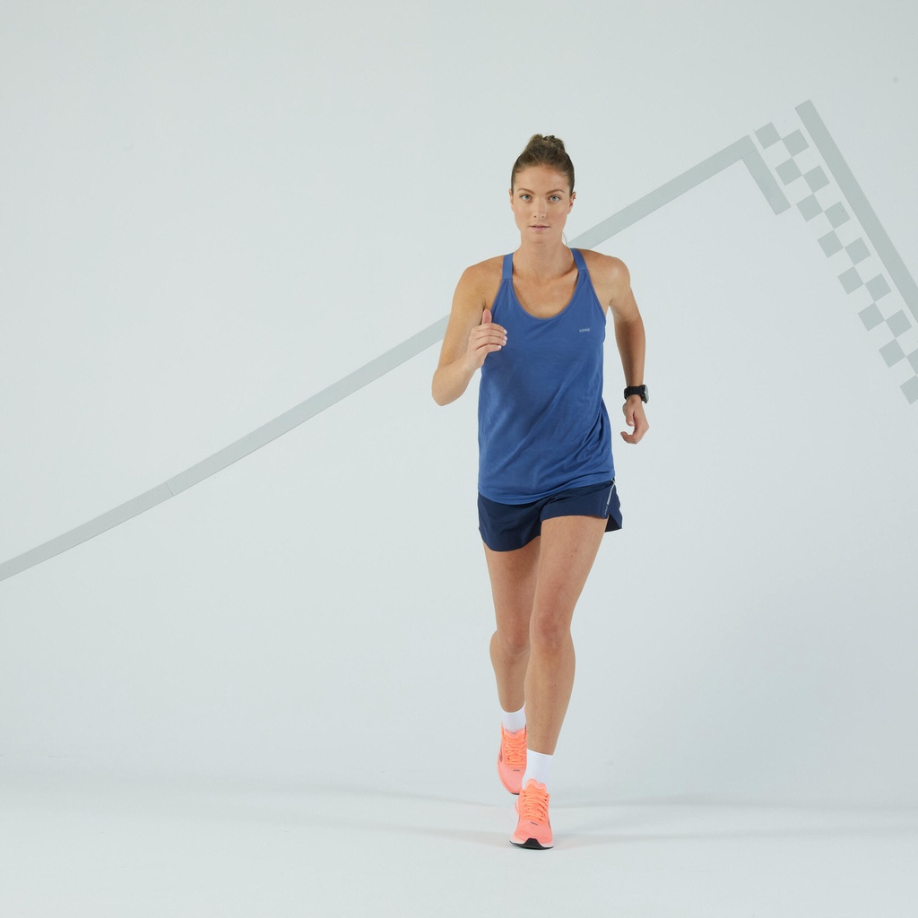 Áo ghi-lê chạy bộ có bra may liền KIPRUN CARE cho nữ Xanh DECATHLON KIPRUN mã 8797723