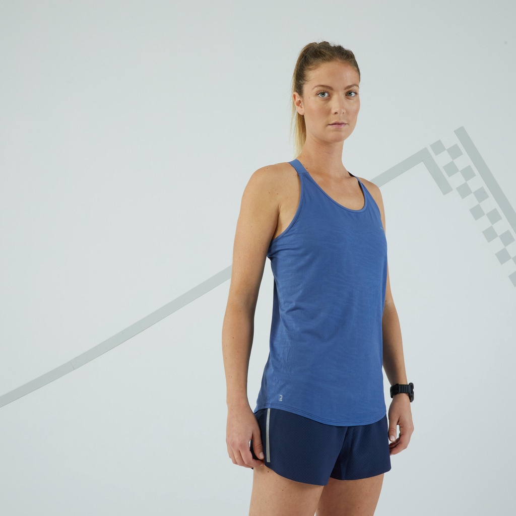 Áo ghi-lê chạy bộ có bra may liền KIPRUN CARE cho nữ Xanh DECATHLON KIPRUN mã 8797723