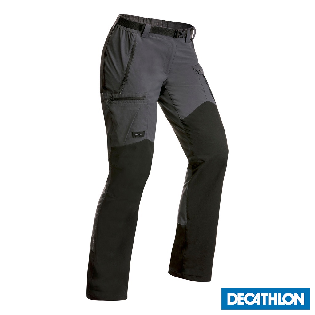 Quần dài trekking trek 500 cho nữ xám sẫm DECATHLON forclaz mã 8608070