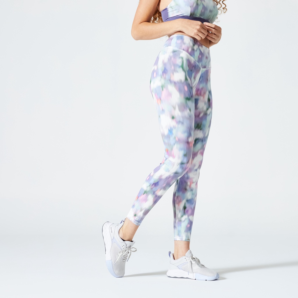 Quần legging tập fitness lưng cao fti 500 cho nữ họa tiết nhiều màu DECATHLON DOMYOS mã 8774590