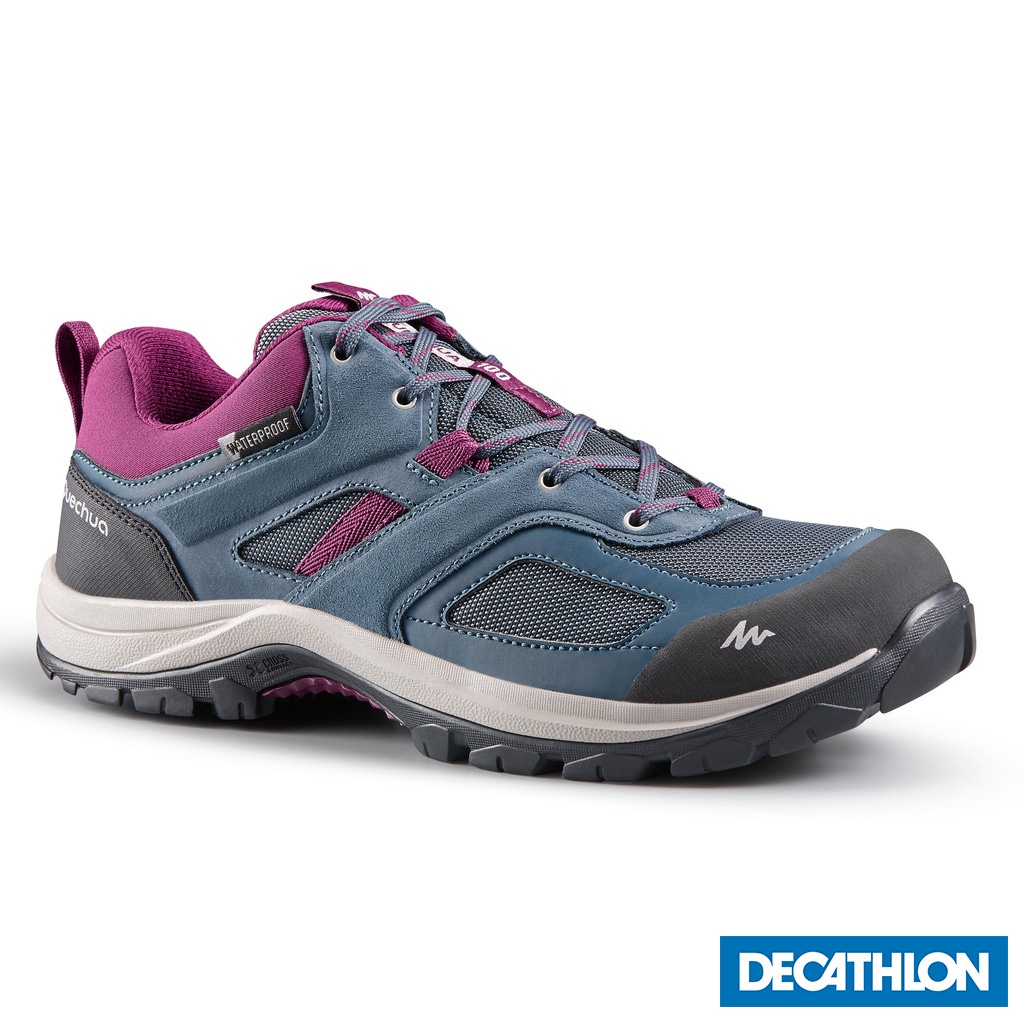 Giày leo núi chống thấm MH100 cho nữ – Xanh dương/Mận chín DECATHLON QUECHUA mã 8595670