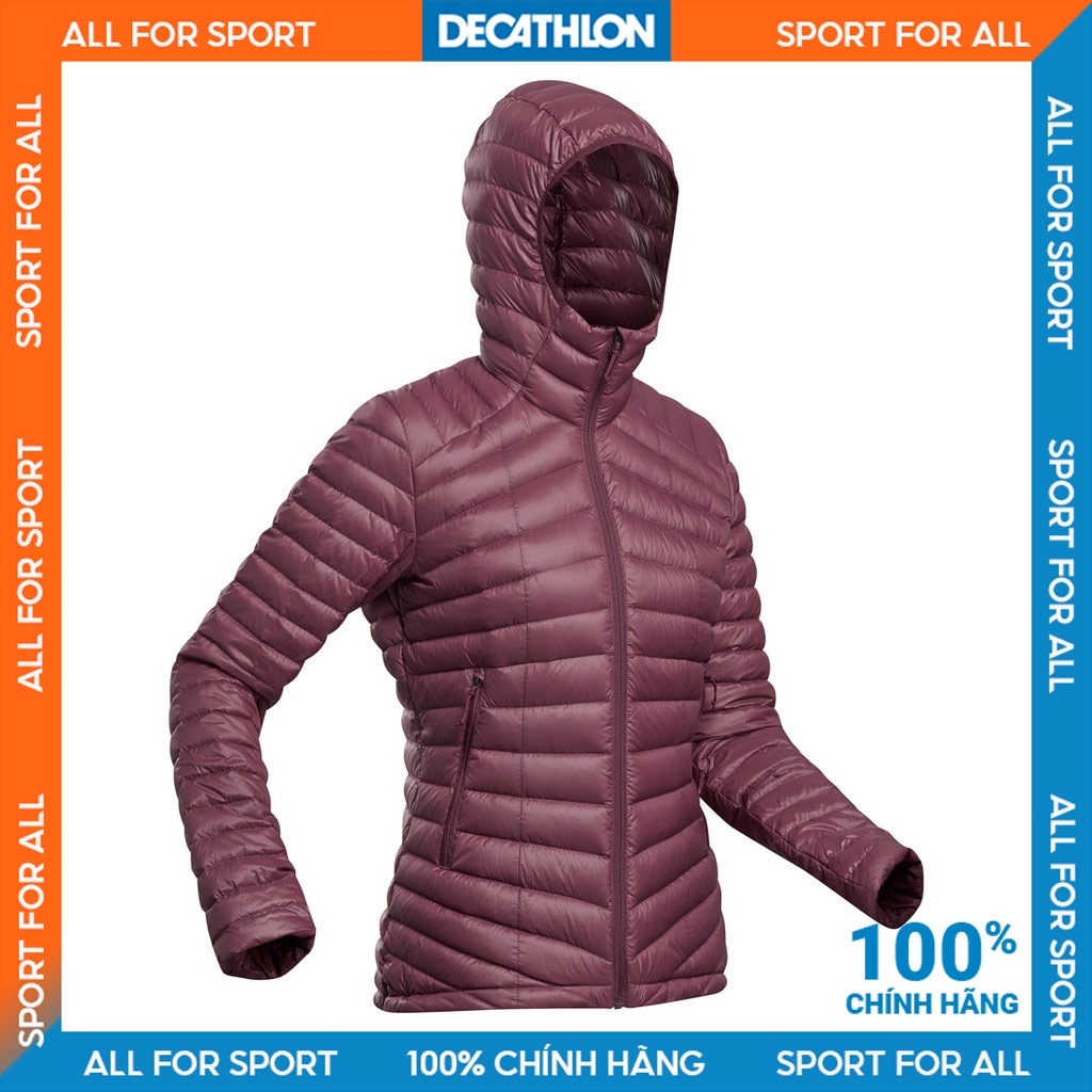 Áo khoác trekking lông vũ trek 100 cho nữ đỏ tím DECATHLON forclaz mã 8587262