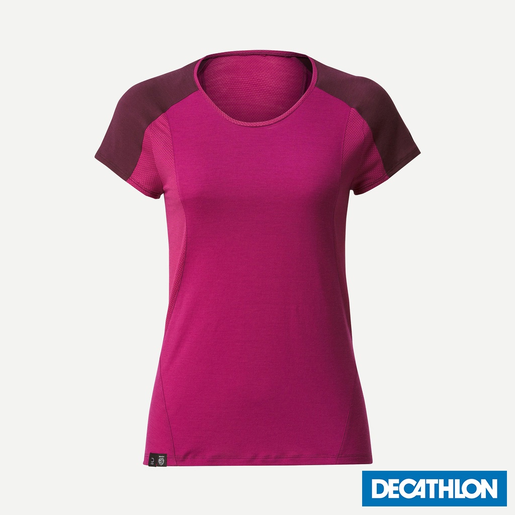 Áo thun trekking len merino mt500 cho nữ tím DECATHLON forclaz mã 8787789