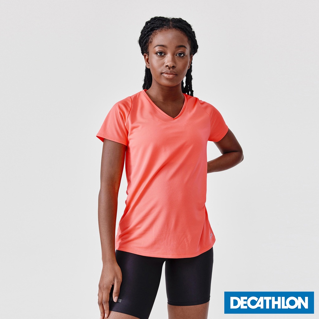 Áo thun chạy bộ thoáng khí Run Dry cho nữ Cam DECATHLON KALENJI mã 8666211