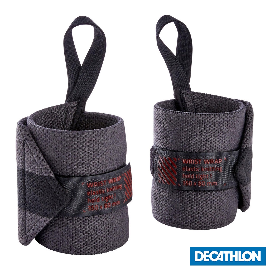 Đai quấn cổ tay tập thể hình xám đậm DECATHLON DOMYOS mã 8581117