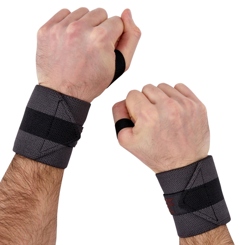 Đai quấn cổ tay tập thể hình xám đậm DECATHLON DOMYOS mã 8581117