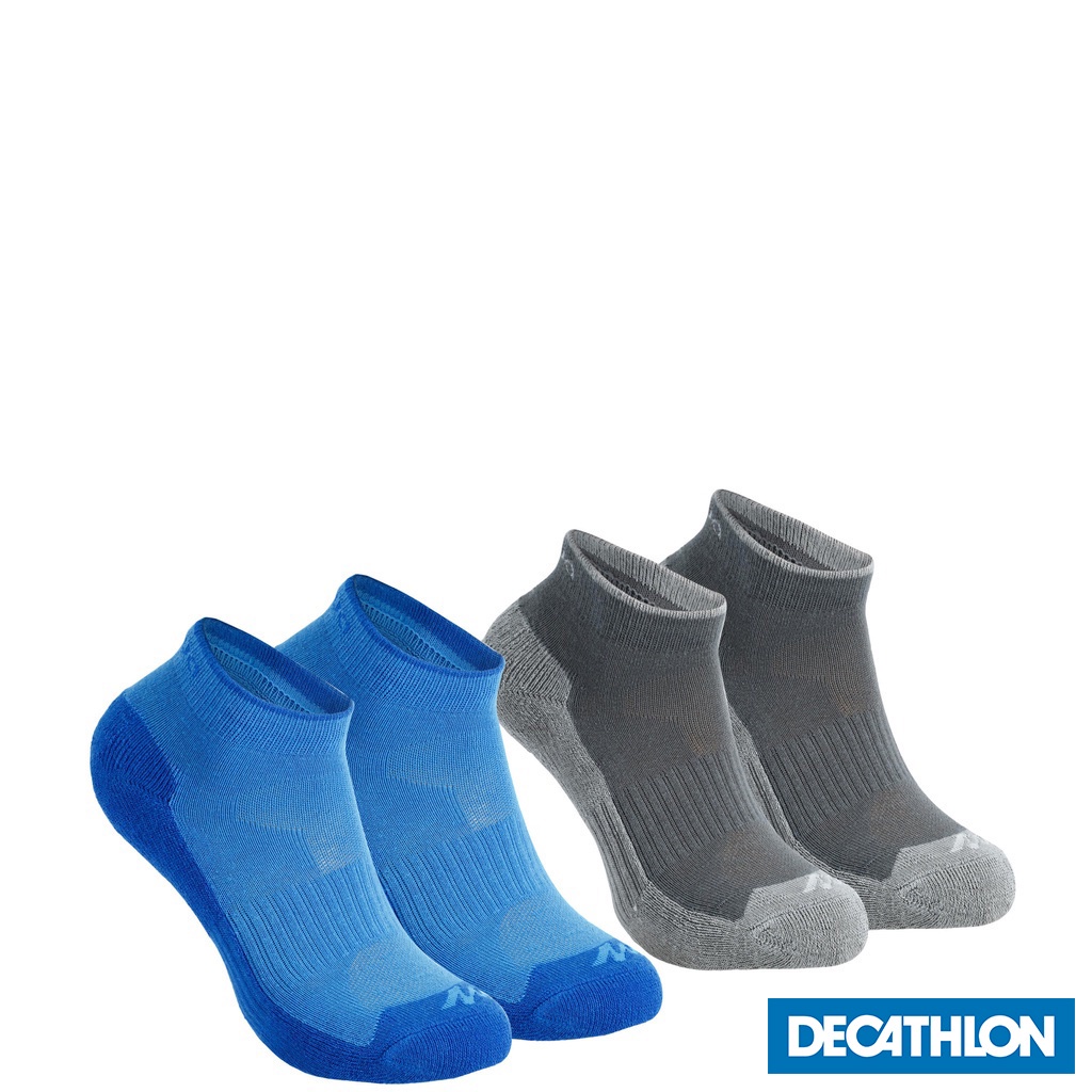 Tất vớ hiking cổ vừa MH100 cho trẻ em Xanh dương/Xám gói 2 đôi DECATHLON QUECHUA mã 8526715