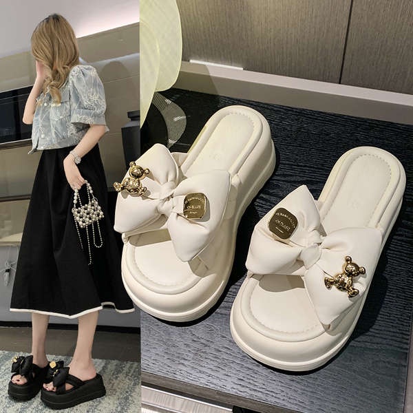 Dép quai ngang đế dày Dép nơ thời trang