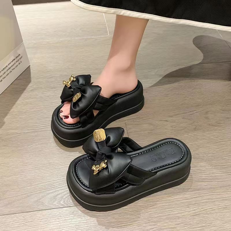 Dép quai ngang đế dày Dép nơ thời trang
