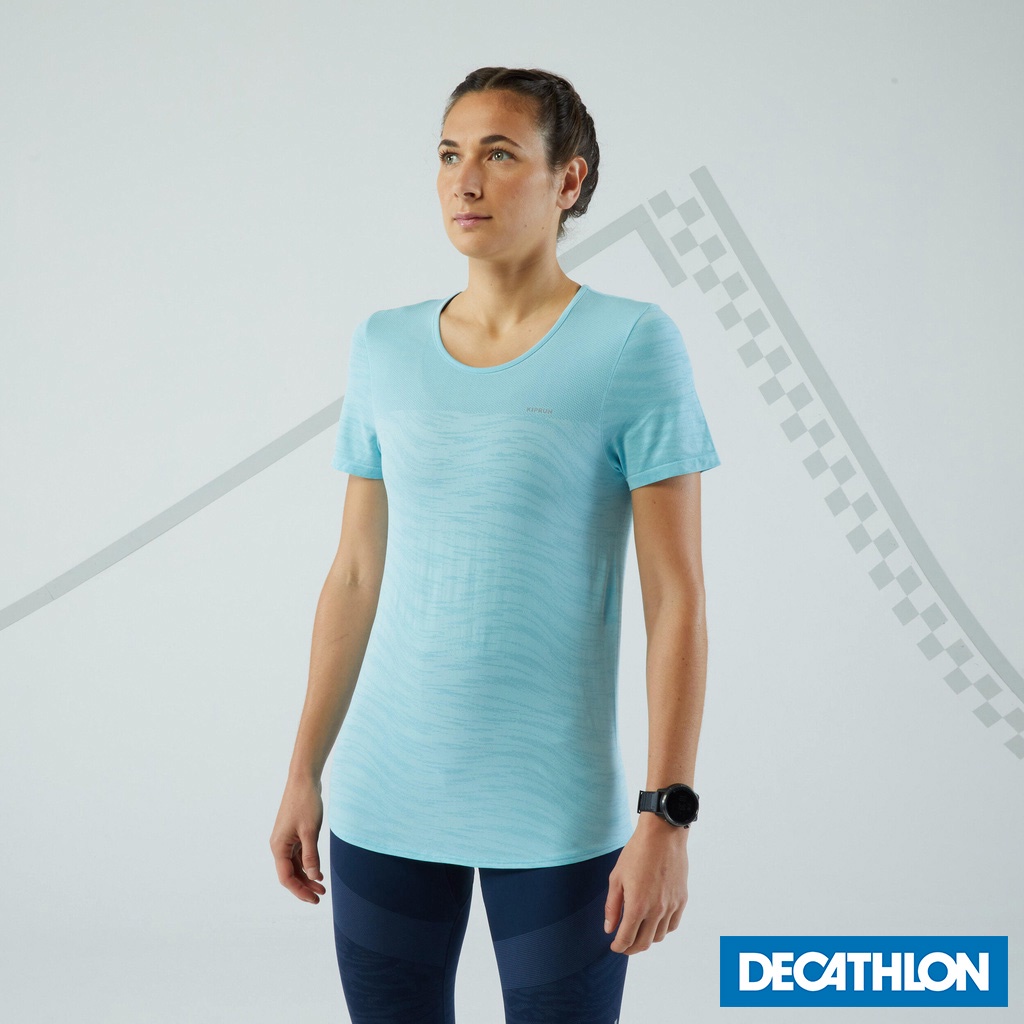 Áo thun chạy bộ thoáng khí KIPRUN CARE cho nữ Xanh da trời DECATHLON KIPRUN mã 8773228