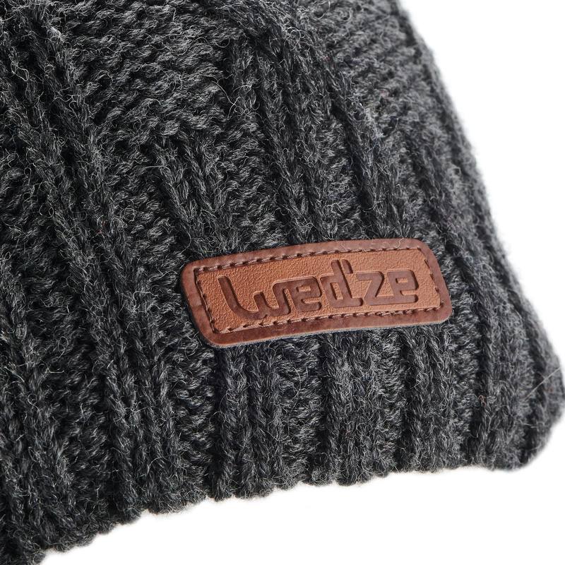 Mũ nón len giữ ấm trượt tuyết bằng mũi đan cho người lớn xám DECATHLON wedze mã 8494318