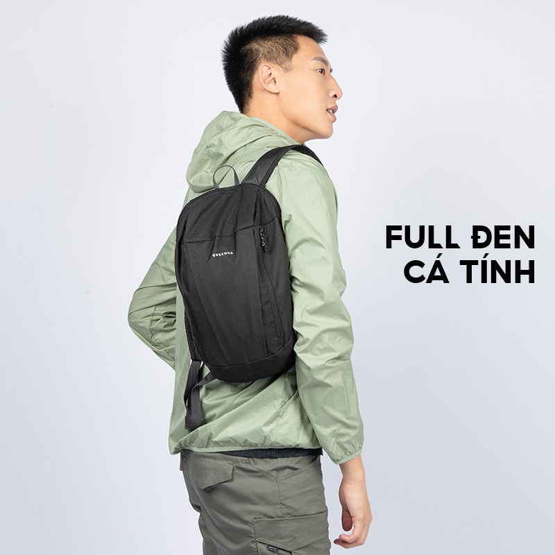 Balo QUECHUA dã ngoại nh100 DECATHLON QUECHUA 10 lít nhỏ gọn full đen