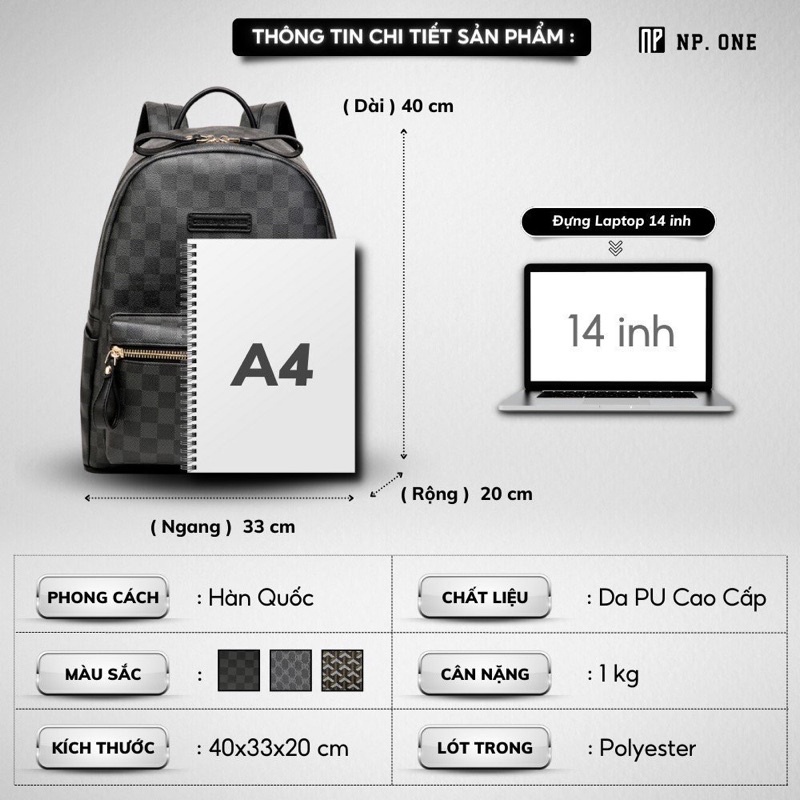 Balo lv caro Da PU Cao Cấp Thời Trang Nam Nữ chống thấm nước, độ bền cao, kiểu dáng trẻ trung