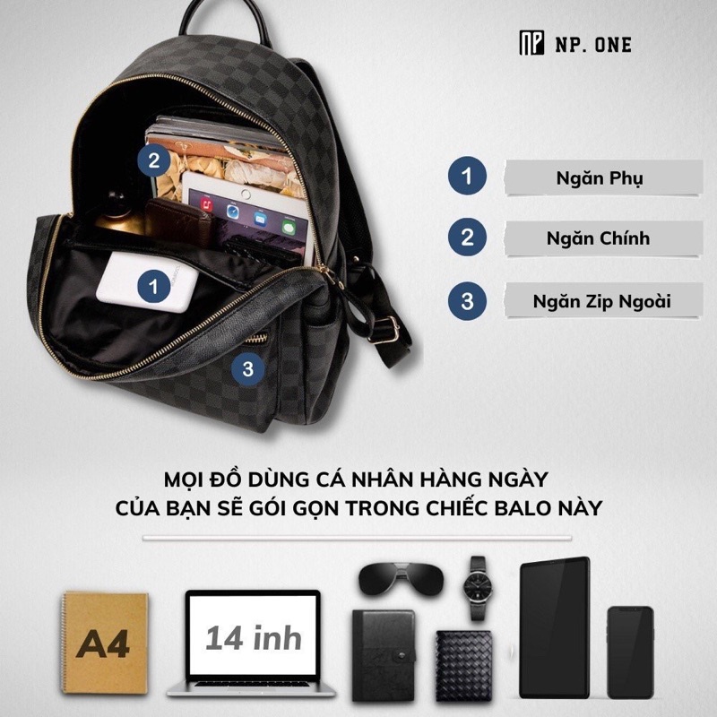 Balo lv caro Da PU Cao Cấp Thời Trang Nam Nữ chống thấm nước, độ bền cao, kiểu dáng trẻ trung