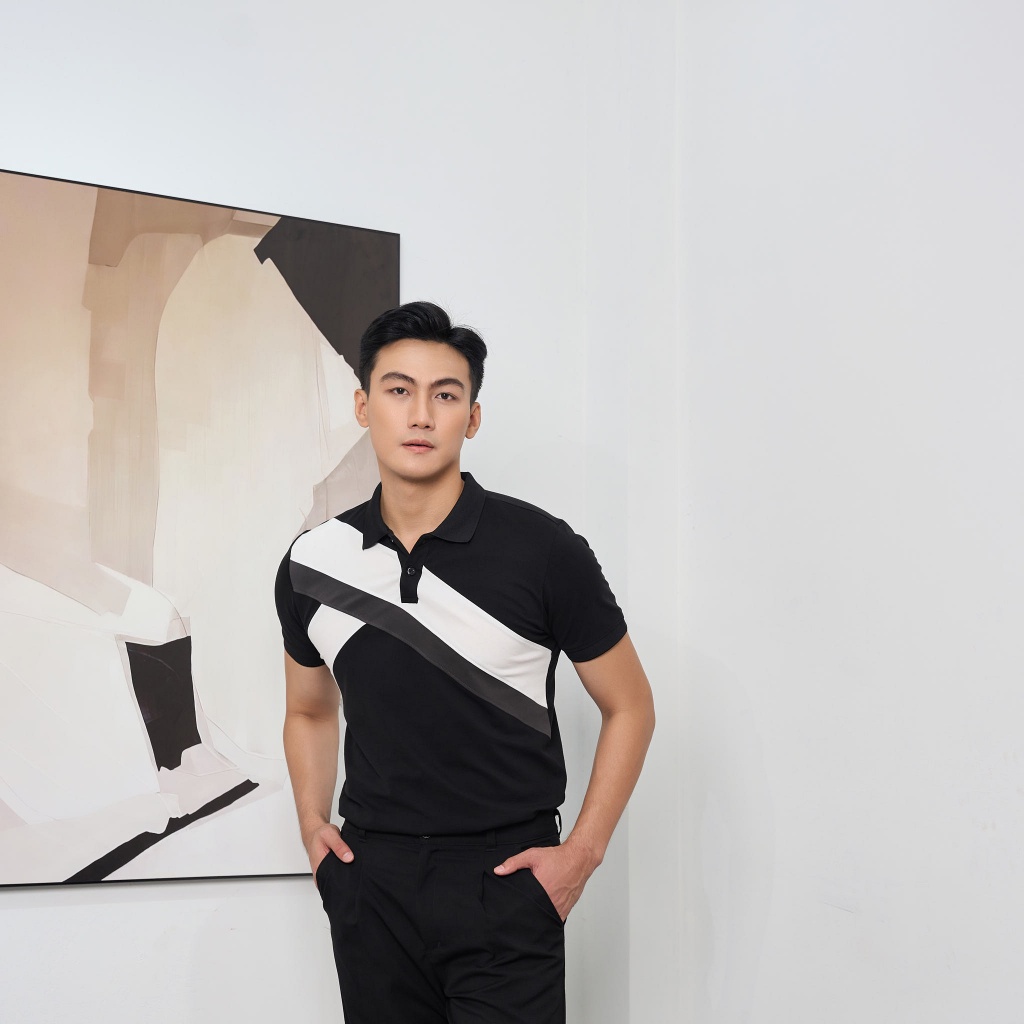 Áo polo nam có cổ phối màu trẻ trung chất cá sấu spandex co giãn, cầm màu, thấm hút mồ hôi tốt, CATSA ATP340