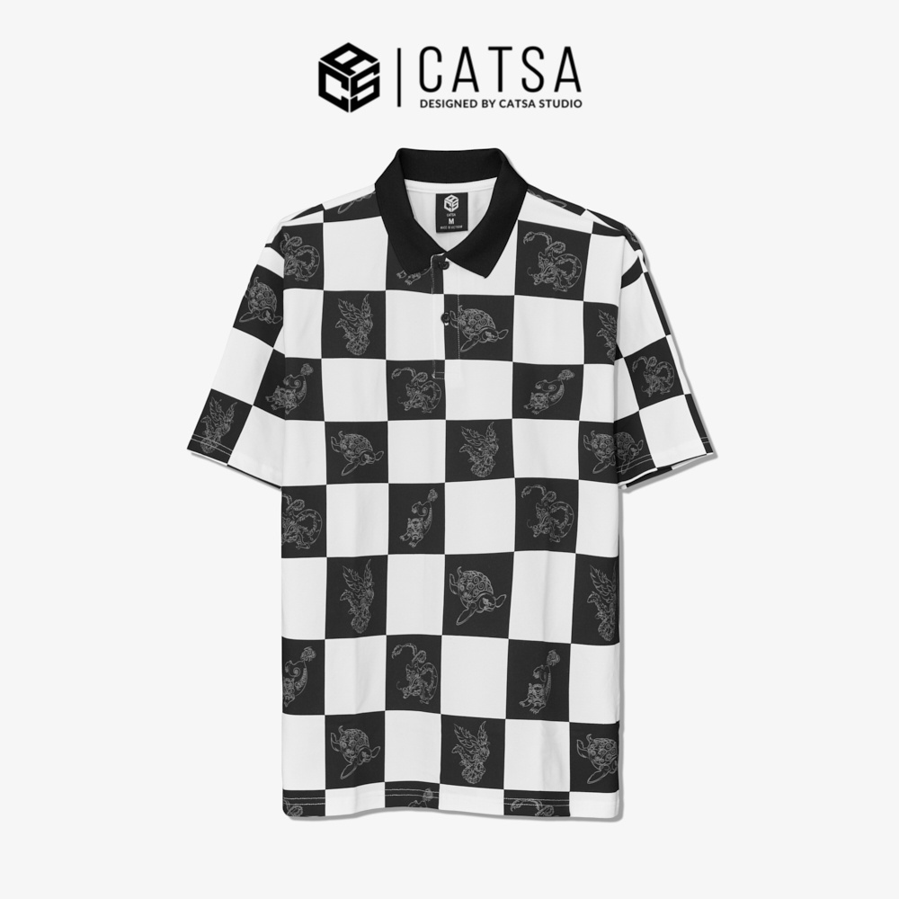 Áo polo nam cổ bẻ Caro Tứ Linh thun Cotton thấm hút mồ hôi, thoáng mát CATSA ATP331