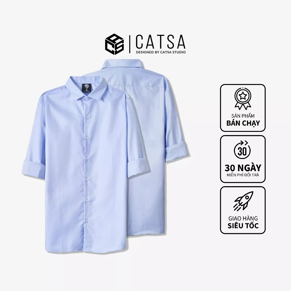 Áo sơ mi nam công sở tay dài chất cotton thoáng mát, lịch lãm, trẻ trung, CATSA ASD025