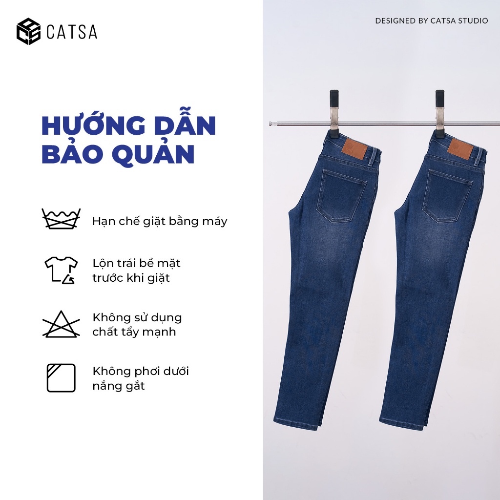 Quần jeans dài nam màu xanh denim, chất vải cao cấp thoáng mát và vận động tốt, trẻ trung năng động CATSA QDL162