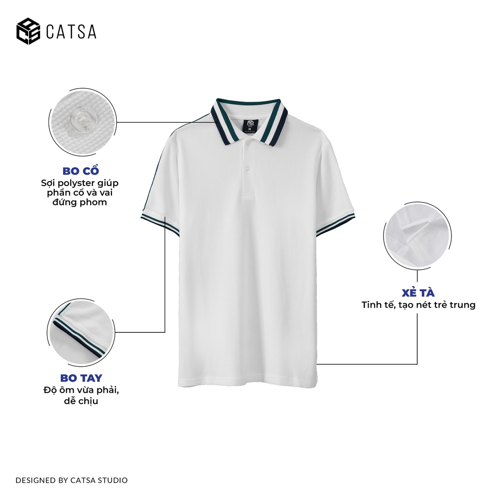 Áo thun POLO nam cổ bẻ vải cá sấu Cotton kháng khuẩn, chống nhăn, thoáng mát - CATSA ATP326 - 327