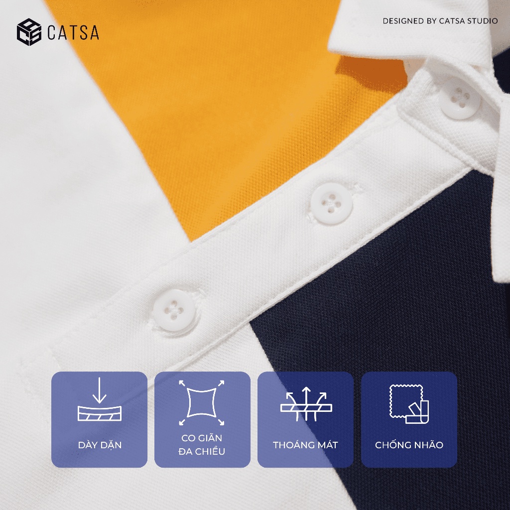 Áo thun POLO nam cổ bẻ vải cá sấu Cotton kháng khuẩn, chống nhăn, thoáng mát - CATSA ATP193