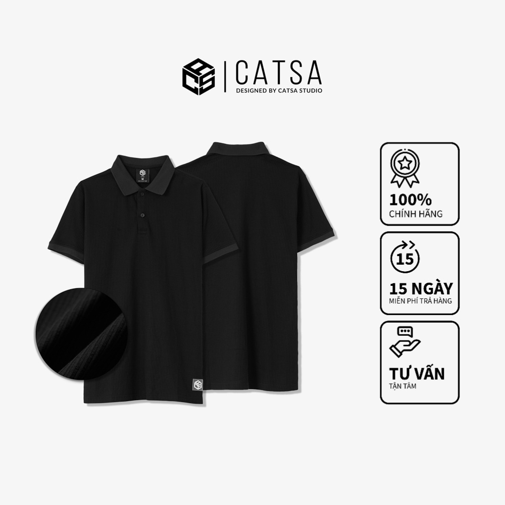 Áo polo nam có cổ thun Cotton cao cấp, mềm mại, thoáng mát CATSA ATP330