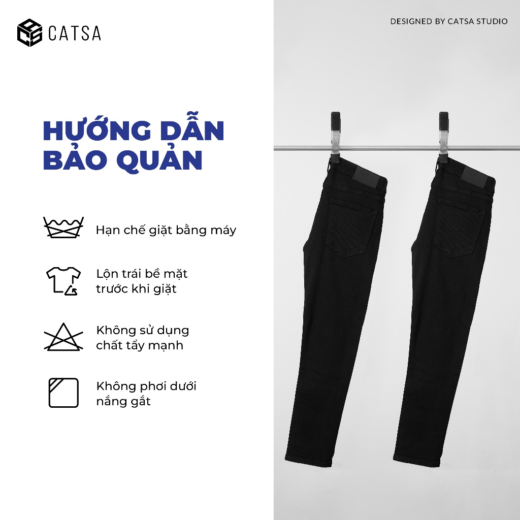 Quần Jeans dài nam, màu đen form slimfit co giãn tốt, mặc thoãi mái dễ dàng vận động CATSA QDL161