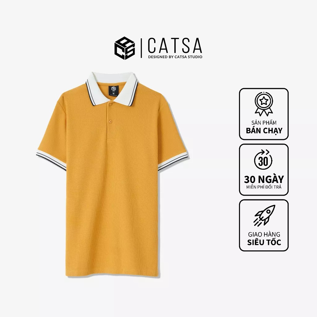 Áo polo nam có cổ thun Cotton cao cấp, mềm mại, thoáng mát CATSA ATP319