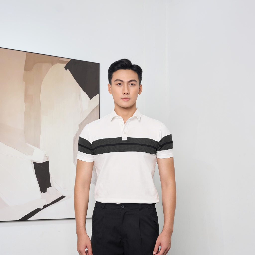 Áo thun polo nam có cổ phối ngực, chất liệu cá sấu spandex thấm hút tốt, trẻ trung năng động, CATSA ATP346-ATP347