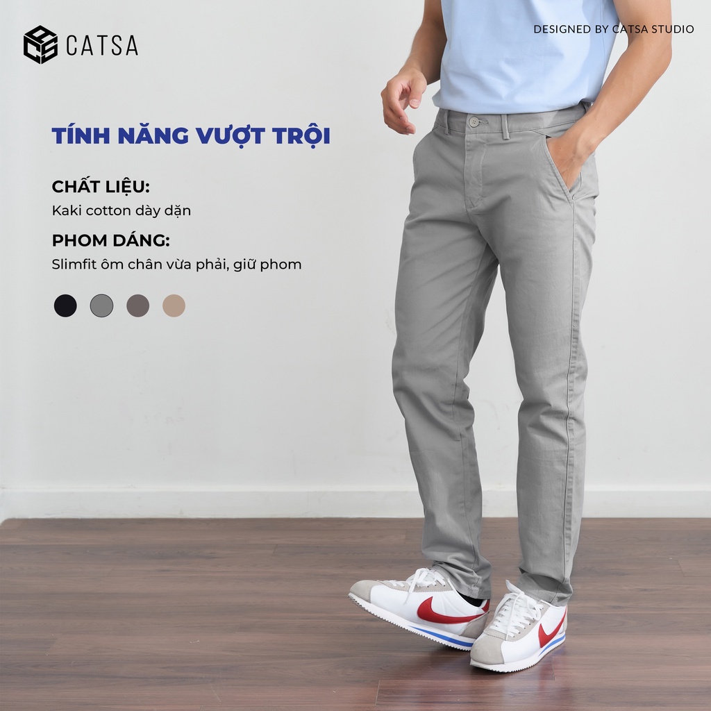 Quần kaki nam form slimfit, chất liệu vải cao cấp, sang trọng dáng chuẩn CATSA QTK081 - 082 - 083 - 084