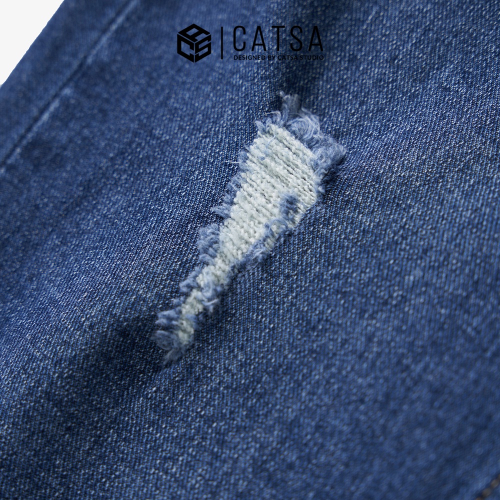 Quần jeans nam xanh đen rách chất liệu cao cấp, sang trọng, phong cách CATSA QDL149
