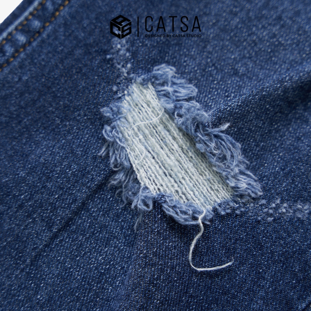 Quần jeans nam xanh đen rách chất liệu cao cấp, sang trọng, phong cách CATSA QDL149