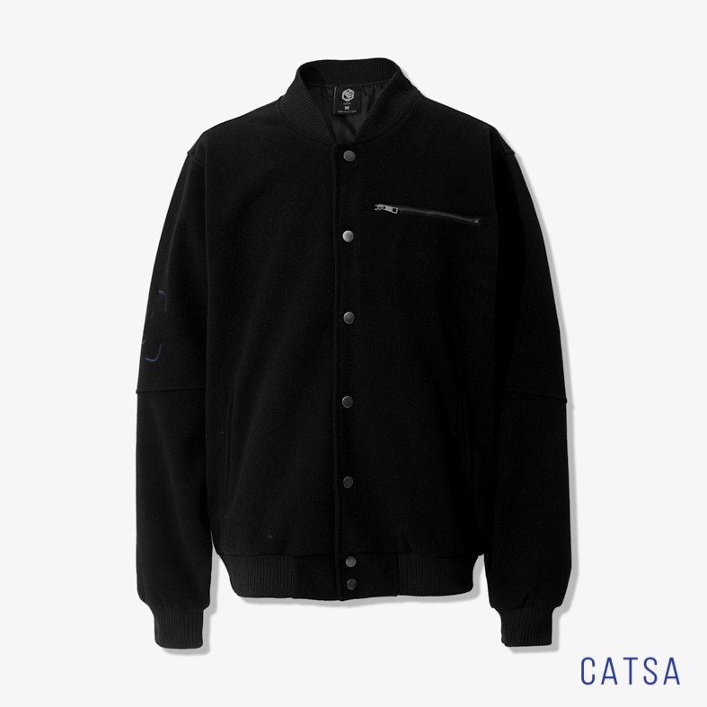 Áo khoác bomber Varsity vải Dạ cao cấp, 2 lớp dày dặn form thoải mái CATSA AKB106