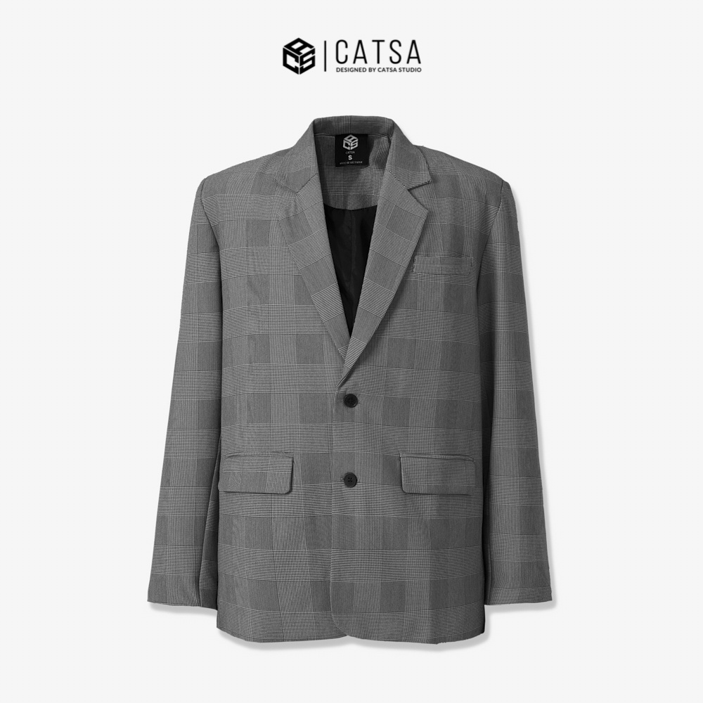 Áo khoác blazer Nam Form Rộng CATSA dài tay vest dáng unisex phong cách Hàn Quốc ABZ007