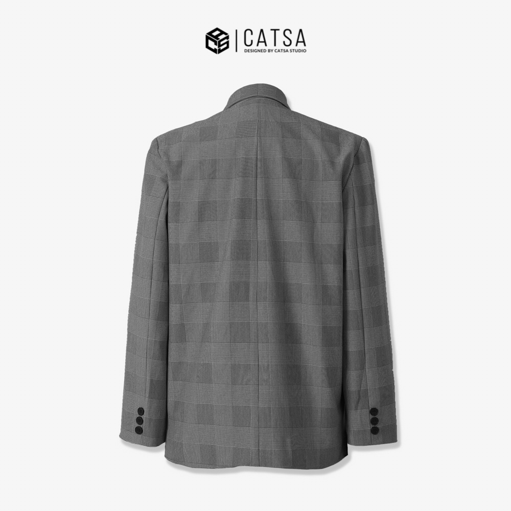 Áo khoác blazer Nam Form Rộng CATSA dài tay vest dáng unisex phong cách Hàn Quốc ABZ007