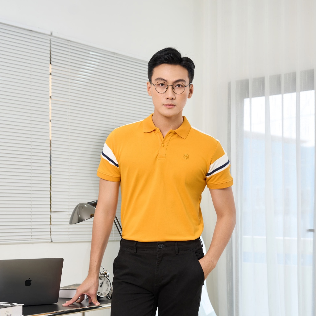 Áo thun Polo nam CATSA vàng chất liệu cotton spandex dầy dặn thoáng khí ATP339