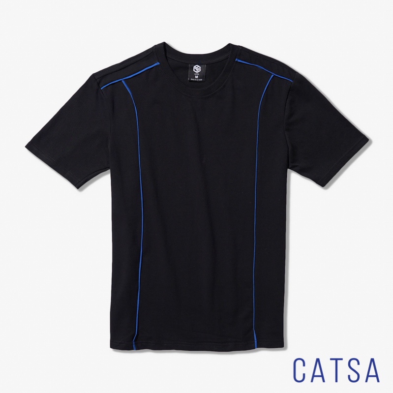 Áo Thun Nam Cổ Tròn CATSA vải Cotton co giãn dày dặn basic tay ngắn trắng, đen ATN297 - ATN298