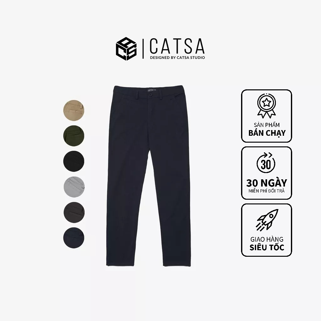 Quần kaki nam CATSA 6 màu phong cách lịch lãm, form chuẩn thoãi mái QTK075-76-77-78-79-80
