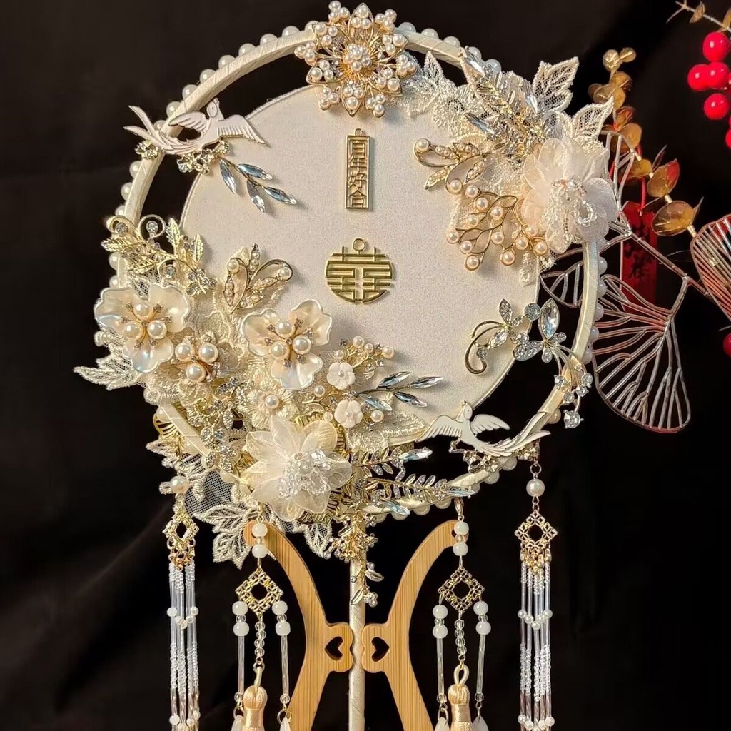 Quạt Xiuhe Xi Làm Tay Phong Cách Trung Hoa Lãng Mạn Cho Đám Cưới / Sinh Nhật