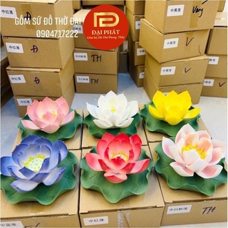 Hoa sen sứ thả bát hoa đại phát, sen sứ được làm thủ công đủ màu sắc