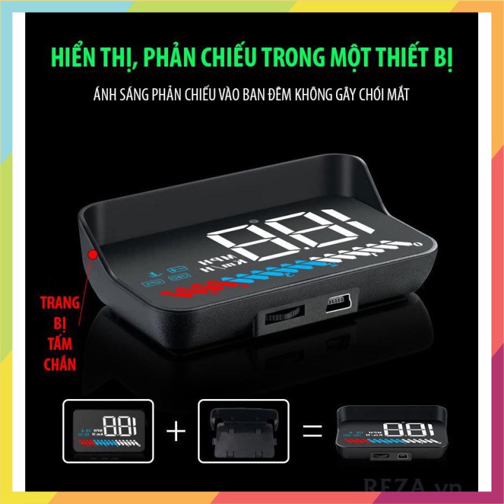 (Chính Hãng) Bộ Hiển Thị Và Cảnh Báo Tốc Độ Lên Kính Lái Xe Hơi HUD M7 - t