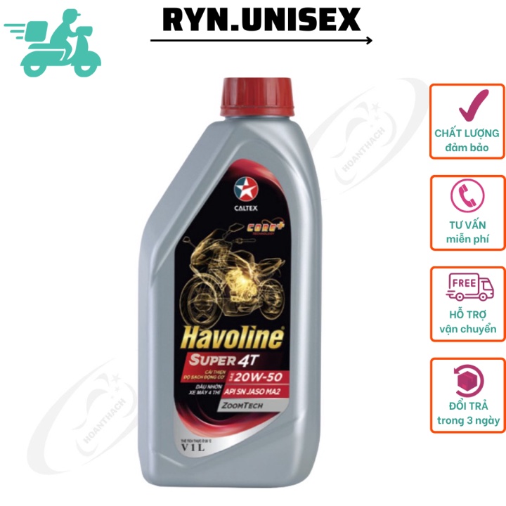 Dầu Nhớt Xe Máy Số Caltex Havoline Super 20W50 4T 1L RYN.Unisex