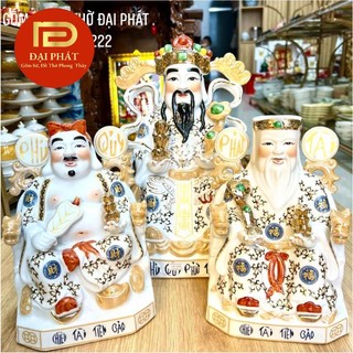 Tượng ông thần tiền ĐẠI PHÁT - Tượng Thần tài thổ địa trắng vân xanh cao cấp