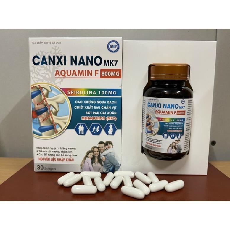 Viên uống Canxi hữu cơ CANXI NANO MK7 AQUAMIN F 800mg - Cao xương ngựa bạch - Canxi tảo biển đỏ bổ sung Canxi D3 K2 MK7ơ