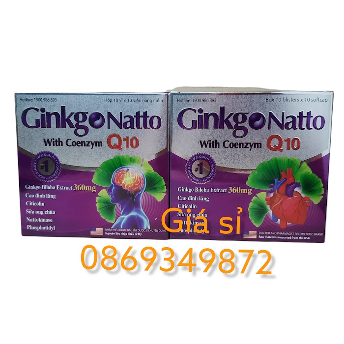 hoạt huyết dưỡng não - GINKGO NATTO With Coenzym Q10 số 1- Ginkgo biloba 360mg - Hộp 100 viên