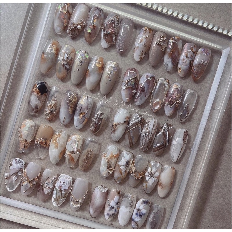 Giấy nhún tone Đài làm vân đá nail