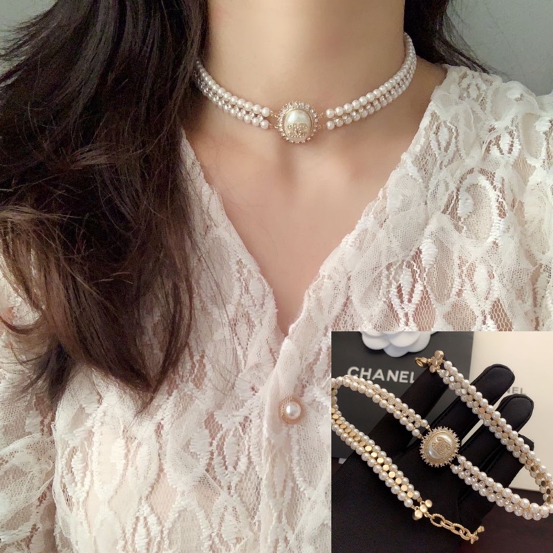 Bộ phụ kiện vòng cổ hoa tai ôm sát cổ thời trang